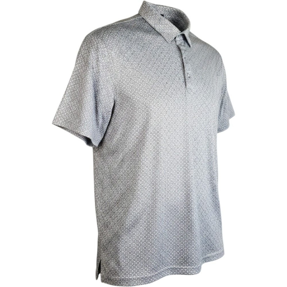 RAFTER C Pearl Snap Polo Shirt Mens Large Grey AOP Geometric Western Performance